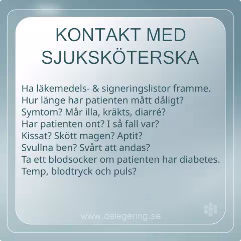 Kontakt sjuksköterska, checklista